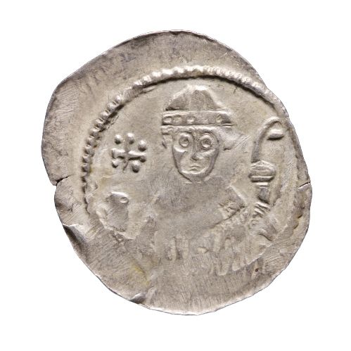 Adalbert II./III. von Böhmen, Erzbischof von Salzburg (1168–1177 / 1183–1200) (1145–1200), Pfennig, Erzbischof Adalbert II. von Salzburg, Um 1170–1180, Silber geprägt, 0,77 g, Inv.-Nr. MÜ 17117 © Salzburg Museum