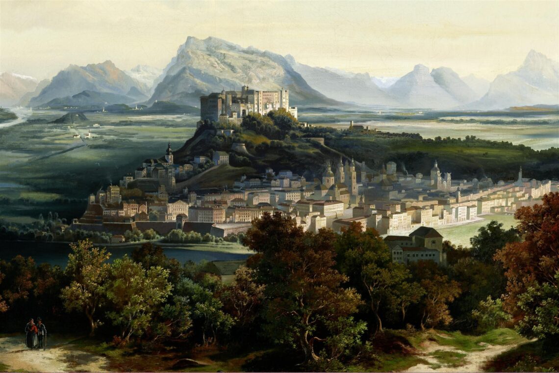 Blick vom Kapuzinerberg auf Salzburg mit der Festung Hohensalzburg