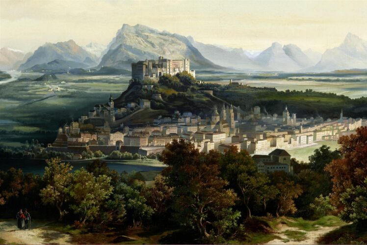 Blick vom Kapuzinerberg auf Salzburg mit der Festung Hohensalzburg
