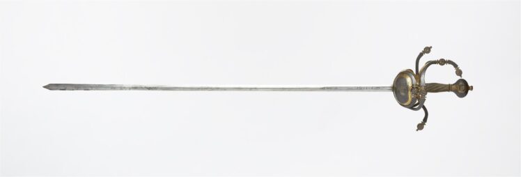 Meves (Bartholomäus) Berns (1587–1643): Rapier des Fürsterzbischof Wolf Dietrich von Raitenau, Anfang 17. Jh., Eisen, silbertauschiert, vergoldet, Messingdraht, 124,9 cm, Inv.-Nr. WA 0259 © Salzburg Museum