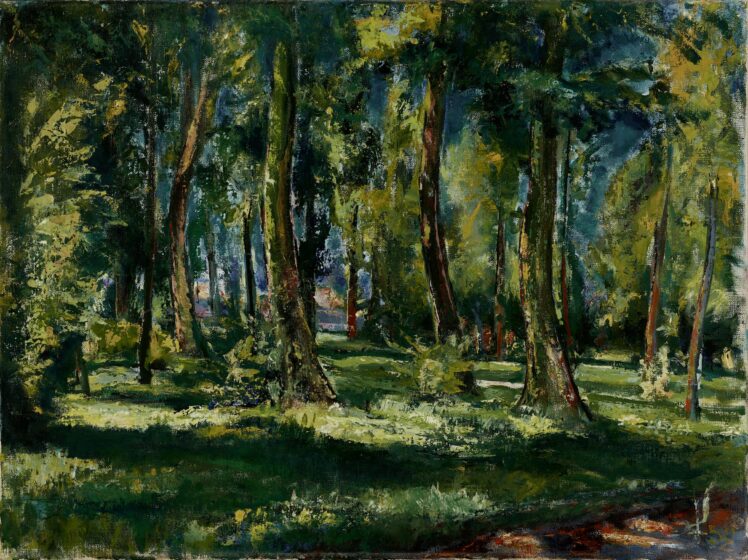 Josef Schulz (1893–1973), Blick in den Park des Lürzerhofs in Salzburg-Lehen, 1950, Öl auf Leinwand, 59 x 79 cm, Inv.-Nr. 1062-2003 © Salzburg Museum / Urheberrechtsvermerk: Familie Lieberman Flamm
