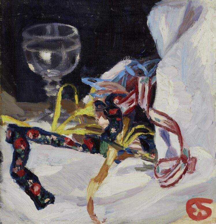 Emma Schlangenhausen (1872–1947), Stillleben mit Bändern, Anfang 20. Jh., Öl auf Leinwand, 28 x 26 cm, Inv.-Nr. 1058-92 © Salzburg Museum
