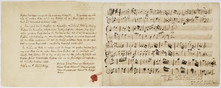 Wolfgang Amadeus Mozart (1756–1791), KV 1, Klavierstück in G-Dur (1e) und Klavierstück in C-Dur (1f), 1761/1764, Papier, Tinte, 21,5 x 27,7 cm, Inv.-Nr. BIB HS 2472 © Salzburg Museum, Archiv