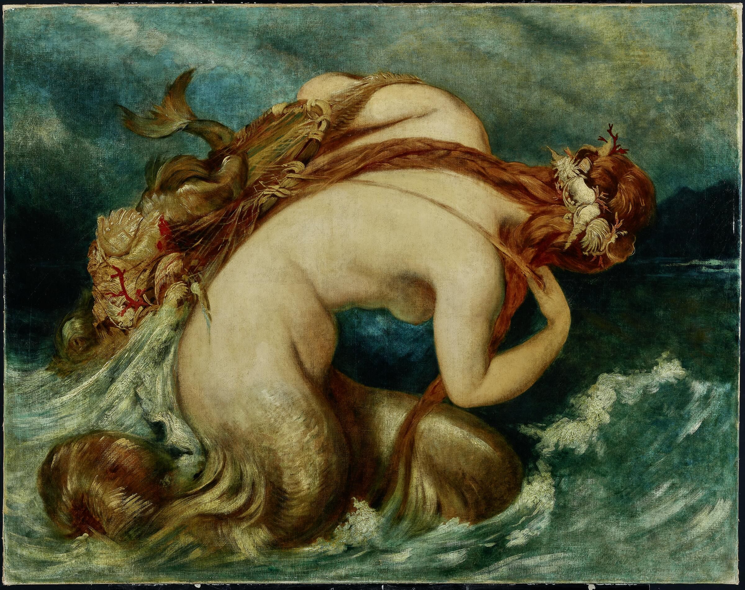 Hans Makart  (1840–1884), Nixe mit Fischernetz (Rückenansicht), 1871–1872, Öl auf Leinwand © Salzburg Museum (Leihgabe Hypo Salzburg) [laut Leihvertrag]