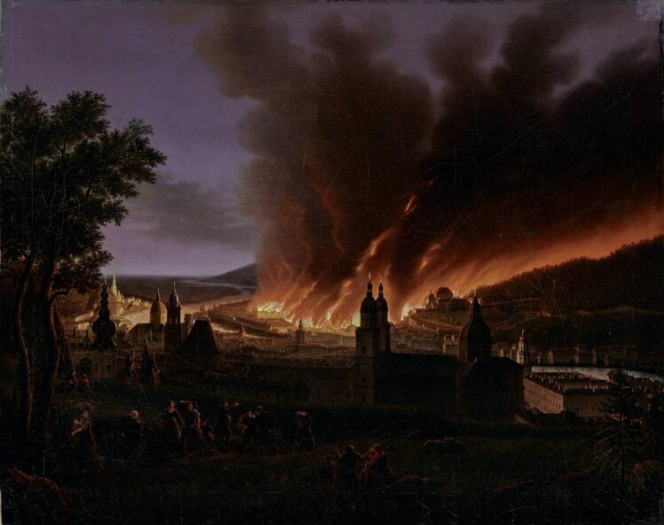Johann Michael Sattler (1786–1847), Brand von Salzburg nach 30.04.1818, Öl auf Leinwand, Inv.-Nr. 1400-2019 © Salzburg Museum (Dauerleihgabe Salzburger Museumsverein)