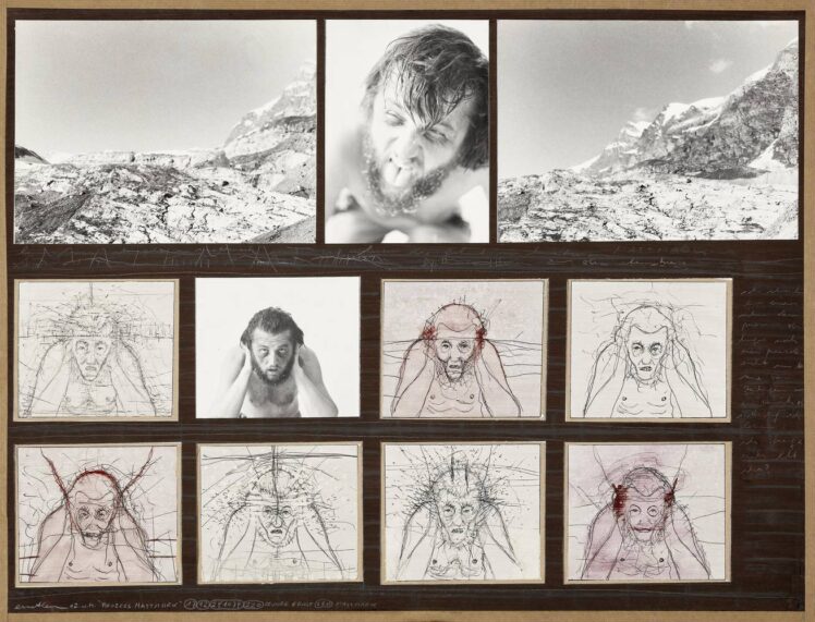 Ernst Len, Prozess Mattmark. Mischtechnik/Collage, 50 x 65 cm, 1980, Inv.-Nr. 1069-2024