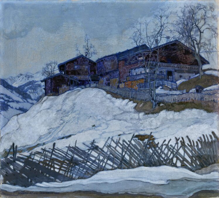 Otto Homolatsch (1883–1967), Pinzgauer Bauernhöfe, 1925, Öl auf Leinwand, Inv.-Nr. 1309-2019 © Salzburg Museum (Dauerleihgabe Salzburger Museumsverein)