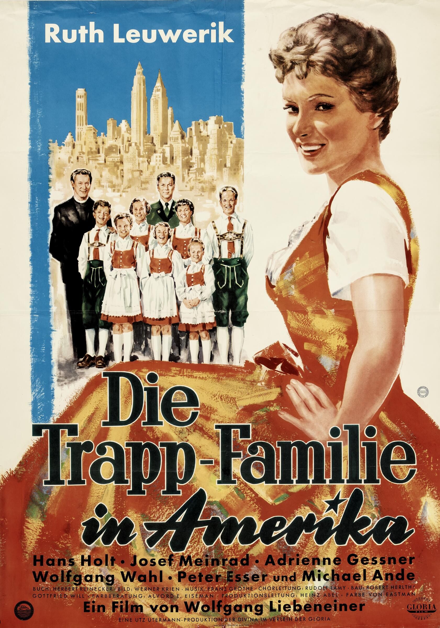 Gloria-Filmverleih GmbH (Herausgabe), Die Trapp-Familie in Amerika, 1958, Papier, Druck © Salzburg Museum (Sammlung Roger Pluijm, Schiedam/NL, Ankauf 2024)