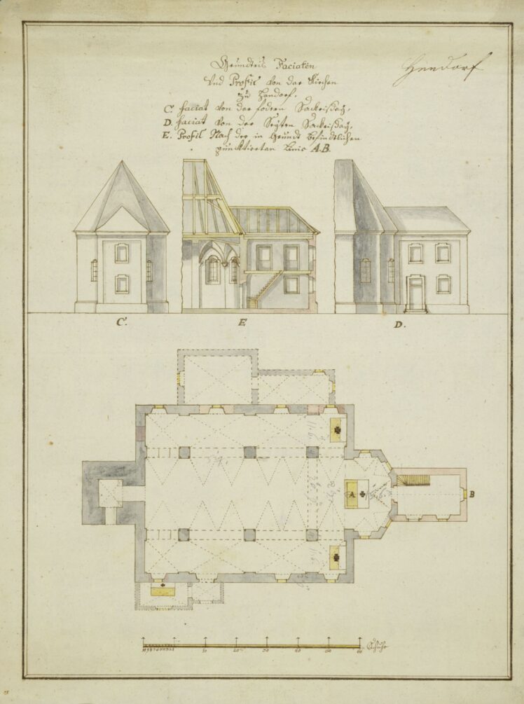 Johann Georg Laschenzky, der Ältere (1763–1849), Baumeisterunternehmen Laschenzky, 1792–1797, Tusche laviert, Aquarell, Tinte, Inv.-Nr. 16545-49 © Salzburg Museum