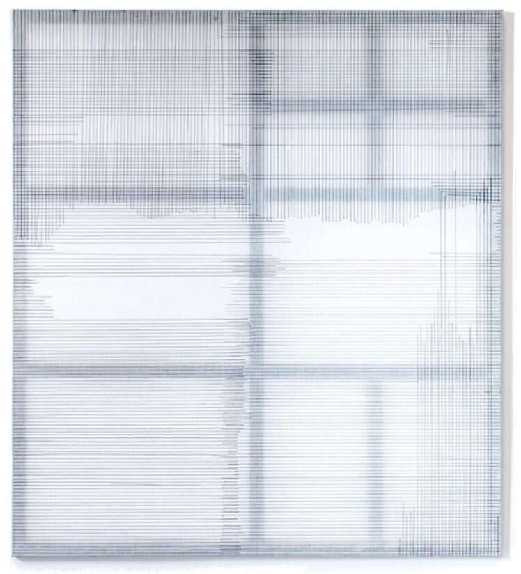 Johanna Binder, ohne Titel, 2015, Lack auf Baumwolle, Acryl, Karton auf Keilrahmen, 162 x 140 cm, Ankauf bei Galerie Sophia Vonier Salzburg, © Courtesy Galerie Sophia Vonier / Johanna Binder