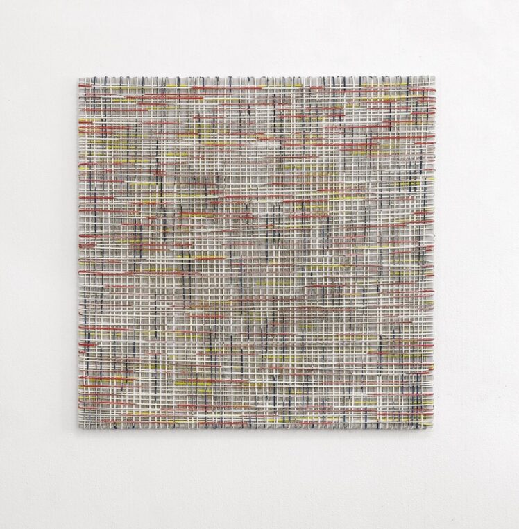 Christian Ecker, Die Zukunft kommt sowieso, 2017, Kabel, Seil, Acryl, Leinwand. Foto: Galerie Trapp, Ankauf bei Galerie Trapp, Bruckner & Kanz Kunsthandel OG, Salzburg, http://www.christian-ecker.com/