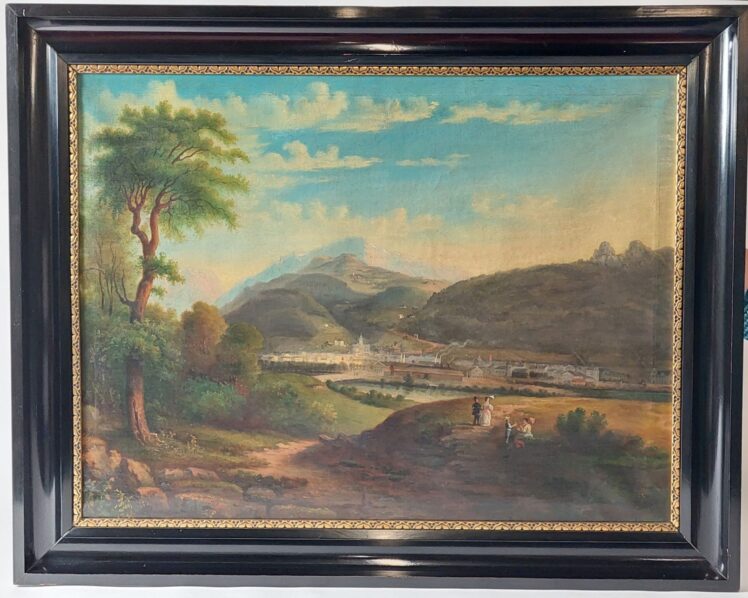 Anton Eggl (1816–1886), Ansicht der Stadt Hallein von Neualm aus, 19. Jh., Öl auf Leinwand, Inv.-Nr. 1324-2022 © Salzburg Museum (Dauerleihgabe Salzburger Museumsverein)