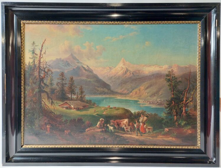 Anton Eggl (1816–1886), Ansicht einer Stadt am See , 19. Jh., Öl auf Leinwand, Inv.-Nr. 1325-2022 © Salzburg Museum (Dauerleihgabe Salzburger Museumsverein)