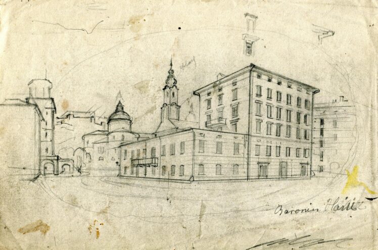 Friedrich (Fritz) Zeller (1817–1896), Neue Residenz, Dom und Waaghaus, Ende 19. Jh., Aquarell, Bleistift auf Papier, Inv.-Nr. 1205-2022 © Salzburg Museum (Dauerleihgabe Salzburger Museumsverein)