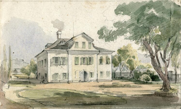Friedrich (Fritz) Zeller (1817 – 1896), Villa mit Park in Salzburg (Schallmoos?), Ende 19. Jh., Aquarell auf Papier, Inv.-Nr. 1196-2022 © Salzburg Museum (Dauerleihgabe Salzburger Museumsverein)