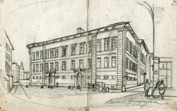 Friedrich (Fritz) Zeller (1817 – 1896), Toskanatrakt der Salzburger Residenz, Ende 19. Jh., Bleistift auf Papier, Inv.-Nr. 1201-2022 © Salzburg Museum (Dauerleihgabe Salzburger Museumsverein)