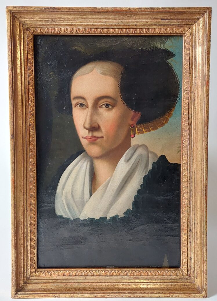 Künstler*in unbekannt, Porträt einer Salzburger/Halleiner Bürgerin, 18. Jh., Öl auf Papier, Inv.-Nr. 1323-2022 © Salzburg Museum (Dauerleihgabe Salzburger Museumsverein)