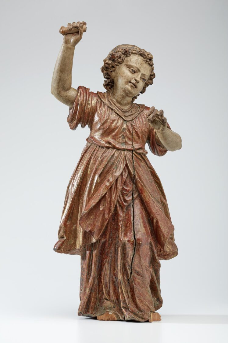 Künstler*in unbekannt, Heiliger Michael als Seelenwäger, 17. Jh., Holz, farbig gefasst und vergoldet, Inv.-Nr. 1313-2022 © Salzburg Museum (Dauerleihgabe Salzburger Museumsverein)