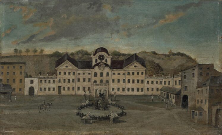 Carl Schneeweis (1745 – 1826), Schloss Mirabell in Salzburg ,Ende 18. / Anfang 19. Jh., Öl auf Holz, Inv.-Nr. 1236-2024 © Salzburg Museum (Dauerleihgabe Salzburger Museumsverein)