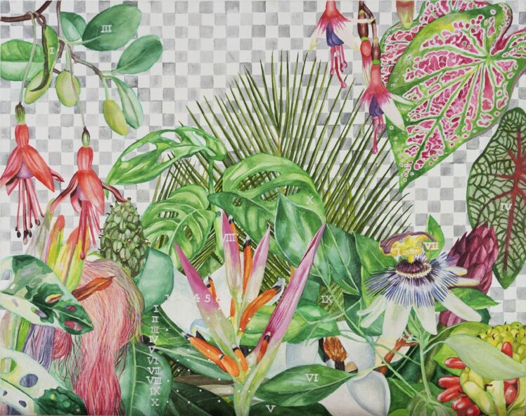 Johanna Binder (*1985), Terra nullius_04, 2025, 40 x 50 cm, Aquarell auf Leinwand, Inv.-Nr. 1066-2025 (Ankauf über Galerienförderung des Bundes 2025 aus Mitteln des Bundeskanzleramtes, Sektion Kunst und Kultur)