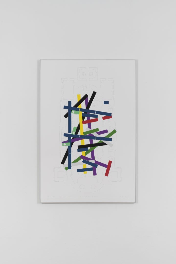 Hans Schabus (*1970), Innere Landschaft #19 (Teppich-Installation für die Universitäts- oder Kollegienkirche in Salzburg) 2024, 90 x 60 cm. Fine Art Print auf Bütten Papier, Bleistift, Inv.-Nr. 1075-2025 (Ankauf über Galerienförderung des Bundes 2025 aus Mitteln des Bundeskanzleramtes, Sektion Kunst und Kultur), Foto © Stefan Lux)