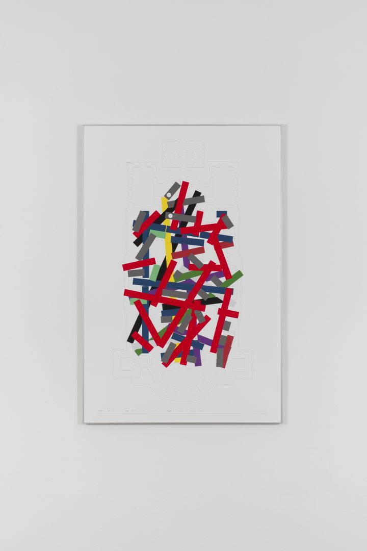 Hans Schabus (*1970), Innere Landschaft #4 (Teppich-Installation für die Universitäts- oder Kollegienkirche in Salzburg), 2024, 90 x 60 cm. Fine Art Print auf Bütten Papier, Bleistift, Inv.-Nr. 1076-2025 (Ankauf über Galerienförderung des Bundes 2025 aus Mitteln des Bundeskanzleramtes, Sektion Kunst und Kultur), Foto © Stefan Lux)