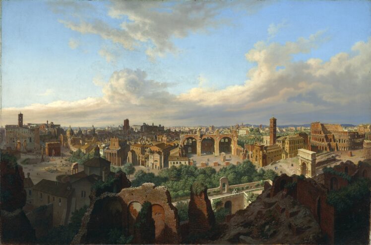 Rom von den Ruinen der Kaiserpaläste auf dem Palatinischen Hügel aus aufgenommen, 1861, Öl auf Leinwand, Inv.-Nr. 9003-49