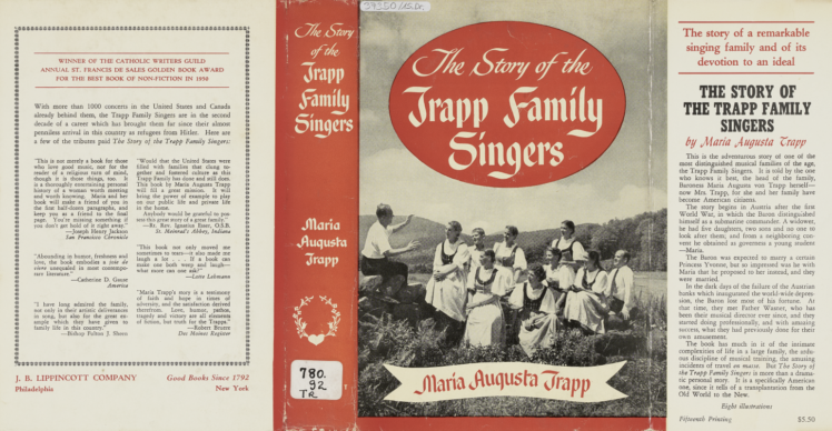 Maria Augusta Trapp (1905–1987), Verfasser, The Story of the Trapp Family Singers, 1949, Papier, Karton, Leinen, Druck, Inv.-Nr. BIB DRU 37350 © Salzburg Museum (Sammlung Roger Pluijm, Schiedam/NL, Ankauf 2024)
